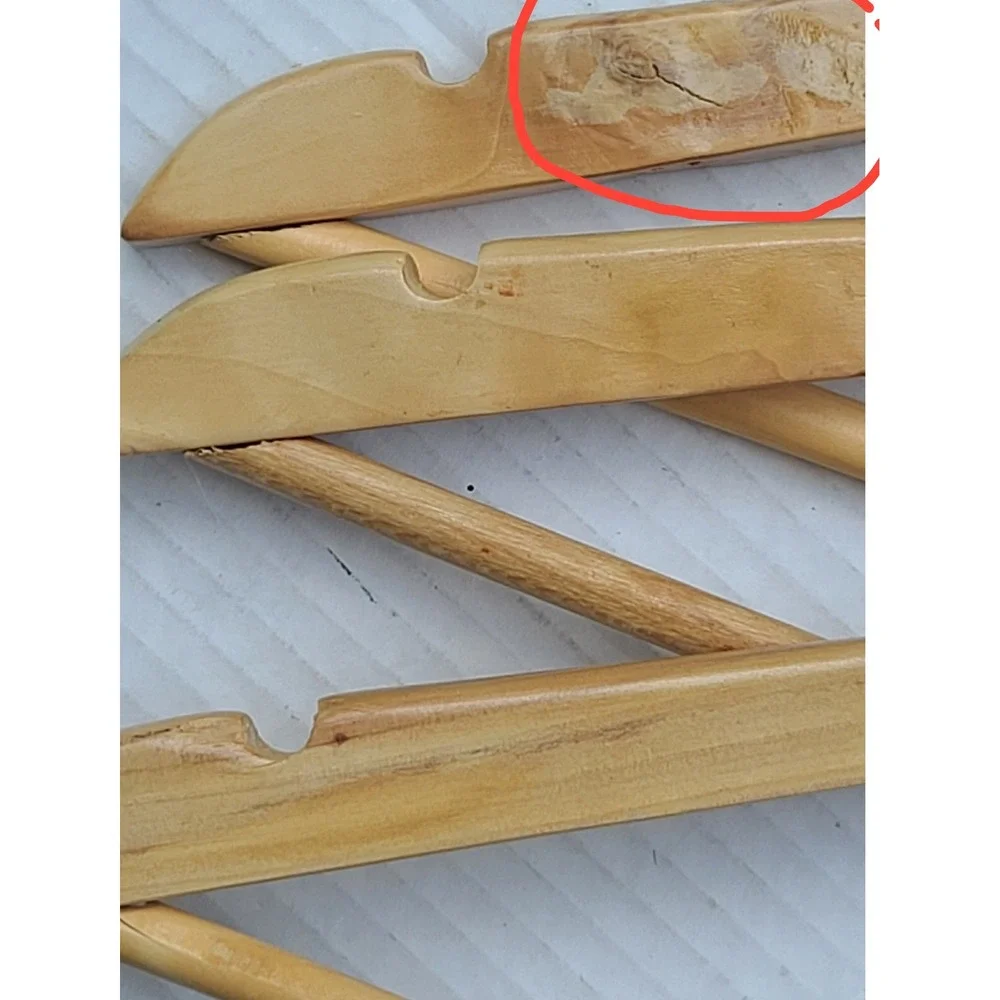 Set of 3 Natural Wood Clothes Hangers with Swivel Hook‎ Pant Bar and Notches